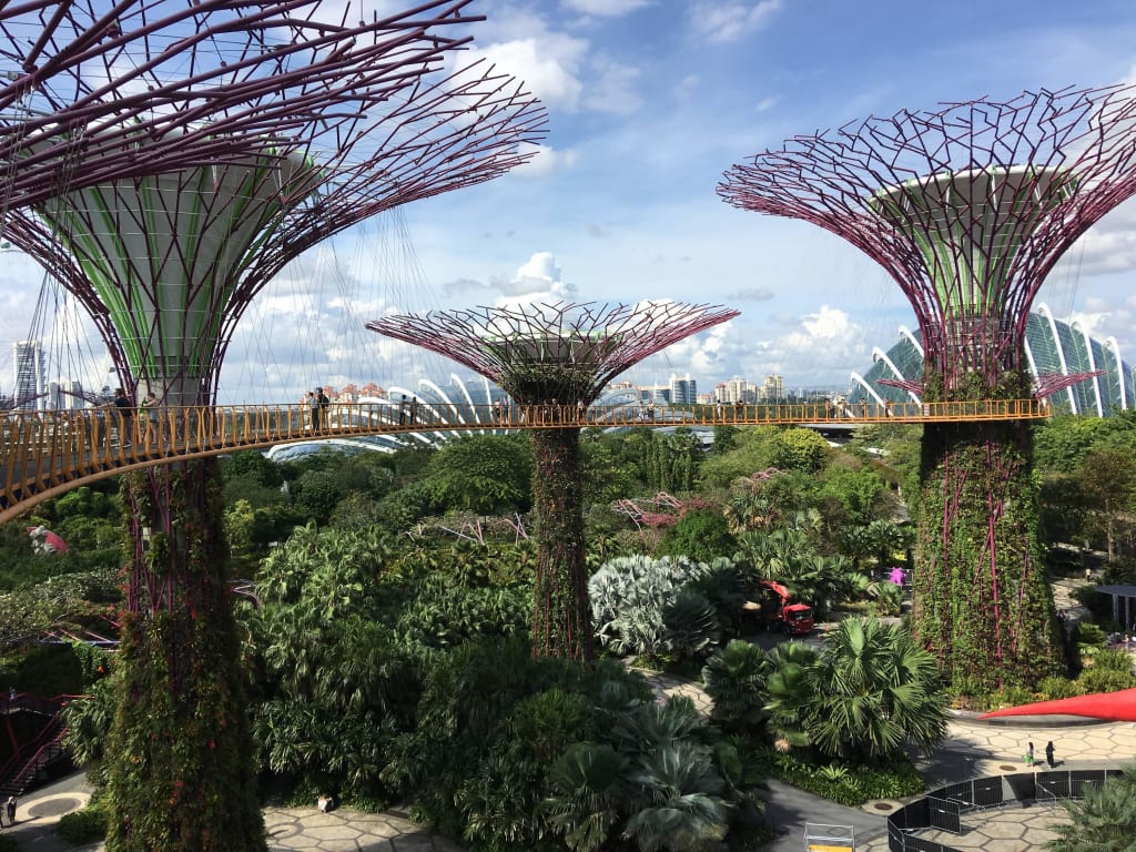 Bild Turme Mit Brucken Zu Gardens By The Bay In Singapur