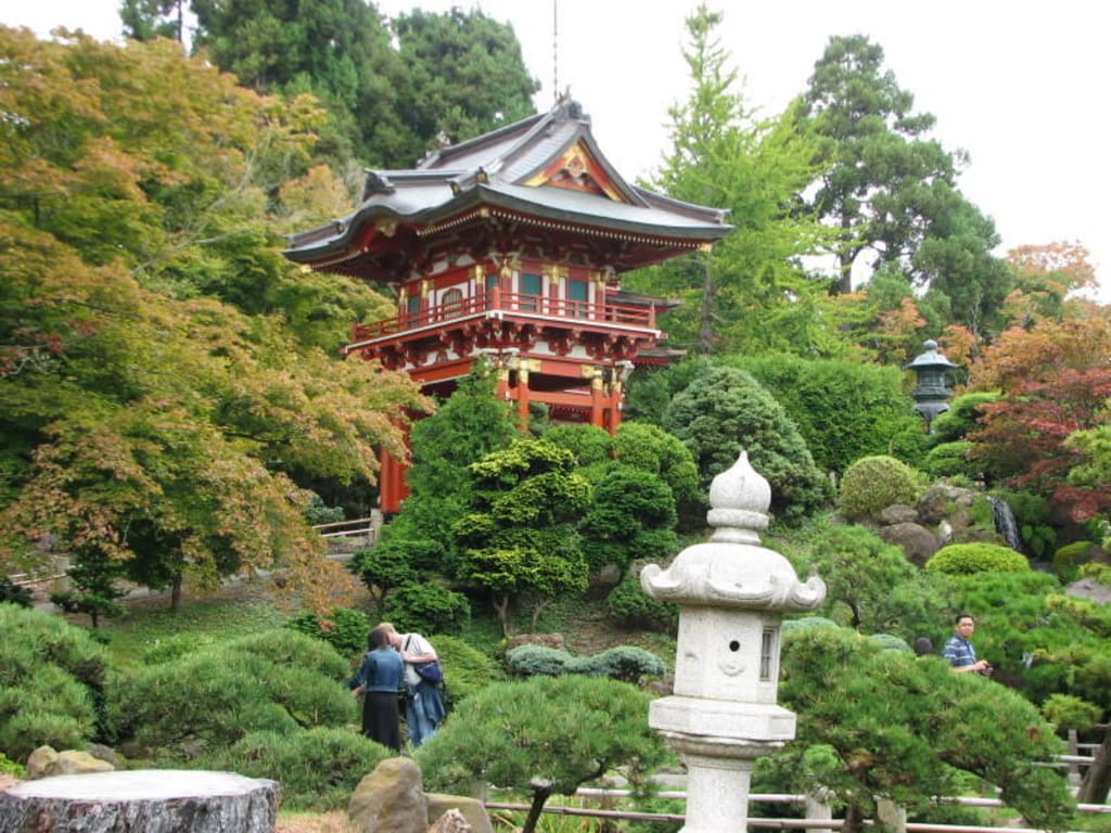 Bild Laterne Mit Pagode Zu Japanese Tea Garden In San Francisco