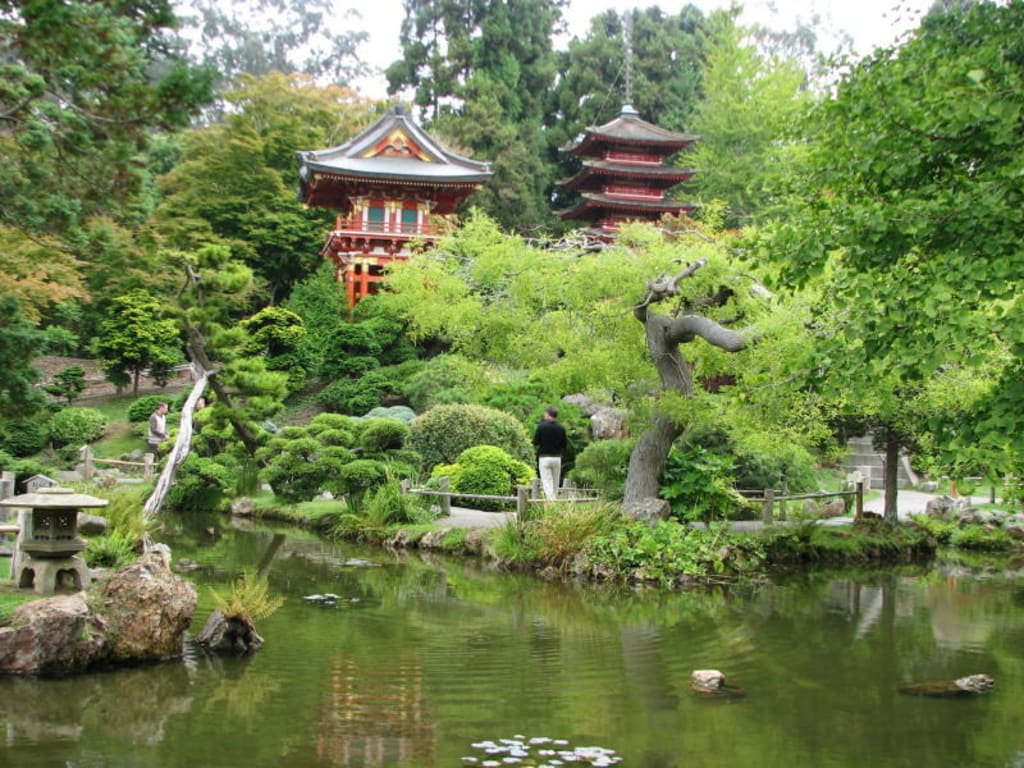 Bild Flusschen Mit Pagode Zu Japanese Tea Garden In San Francisco
